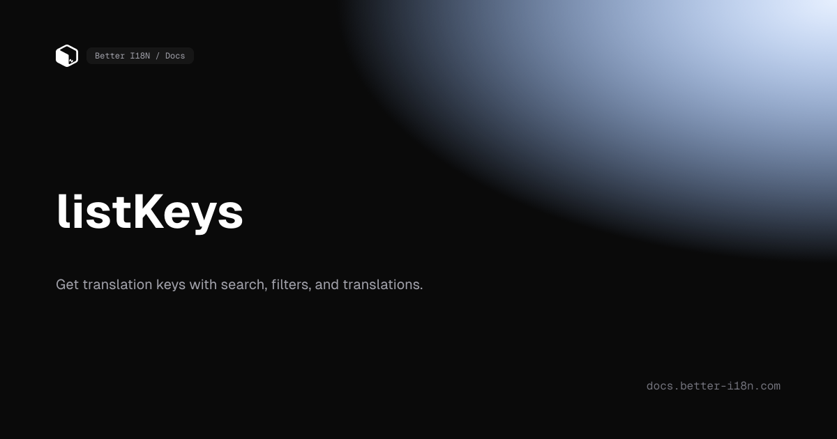 listKeys - Better I18N